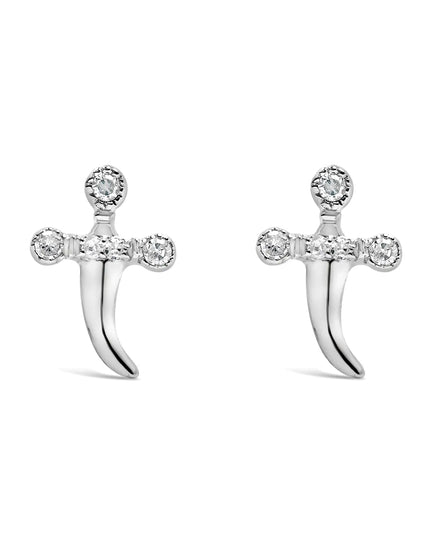 .925 Sterling Silver Diamond Accent Knife Earrings (H-I Color, I2-I3 Clarity)