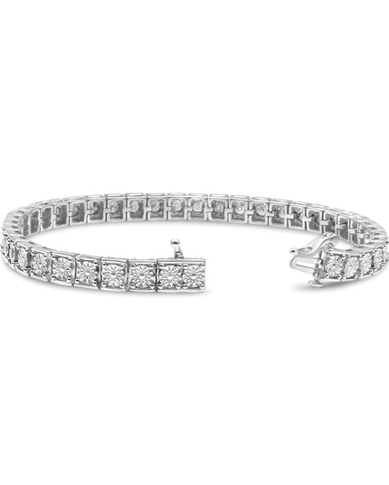 .925 Sterling Silver 1/4 Cttw Diamond Link Bracelet (I-J Color, I2-I3 Clarity) - Size 7.25"