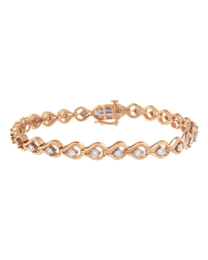 .925 Sterling Silver 1/4 Cttw Diamond Miracle-Set Teardrop Shaped 7” Link Bracelet (I-J Color, I3 Clarity)