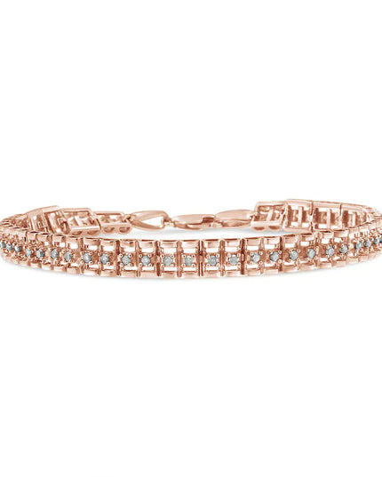 .925 Sterling Silver Diamond Double-Link 7" Tennis Bracelet (I-J Color, I3 Clarity)