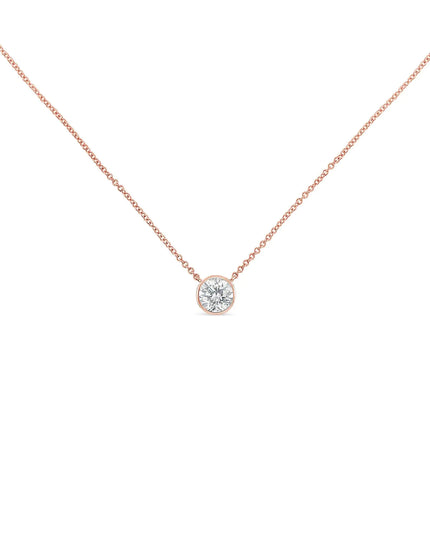 Sterling Silver Bezel-Set Diamond Solitaire Pendant Necklace (1/3 cttw, H-I Color, I1-I2 Clarity)