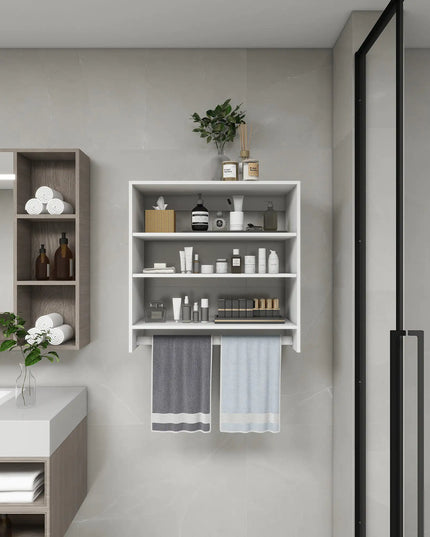 Modern Wall-Mounted Closet Organizer System – 31.49"W × 16.04"D × 31.49"H, Wooden Walk-In Closet Rack with Shelving for Bedroom Storage