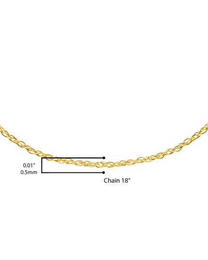 10K Gold 0.5 mm Slender & Dainty Fine Rope Chain Necklace