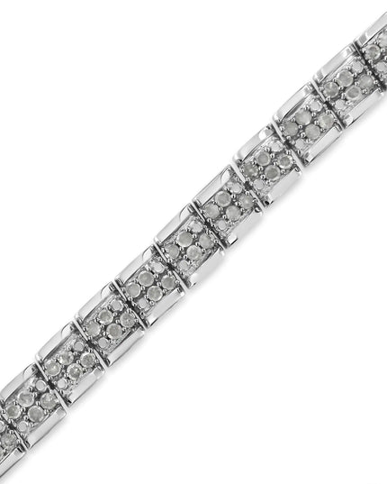 .925 Sterling Silver 2.0 Cttw Diamond 7" Round Miracle Plate Link Bracelet (I-J Color, I2-I3 Clarity)