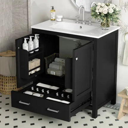 30" Gray Bathroom Vanity With Sink, Combo Cabinet, Undermount Sink, Storage Cabinet, Soft Closing