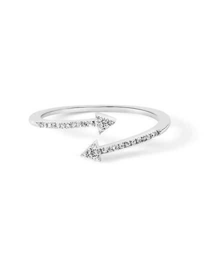 .925 Sterling Silver 1/5 Cttw Diamond Double Arrowhead Open Ring (I-J Color, I2-I3 Clarity)
