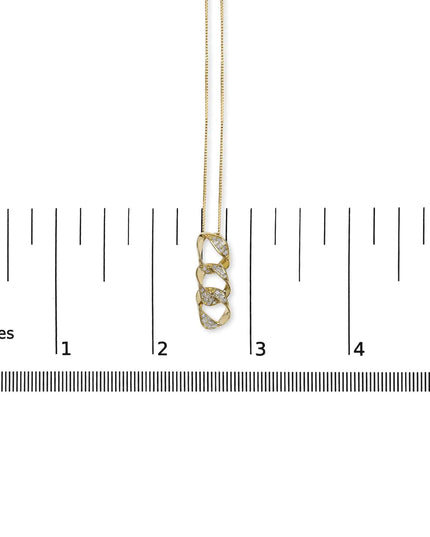 14K Yellow Gold Plated .925 Sterling Silver 1/6 Cttw Diamond Interlocking Triple Asymmetric Circle Hoop 18" Pendant Necklace (H-I Color, I1-I2 Clarity)