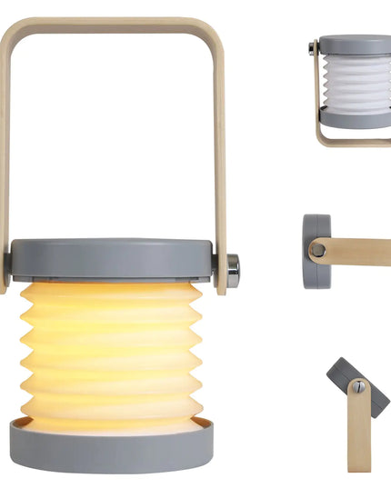 Portable Telescopic LED Camping Lantern Night Light, USB, Folding, 3D Creative, Blue