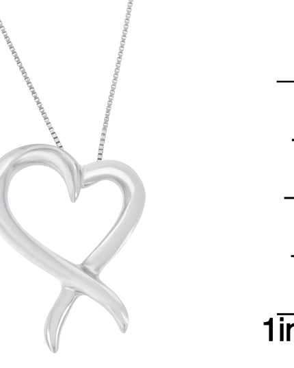 .925 Sterling Silver Open Heart-Shaped Awareness Ribbon Pendant Necklace