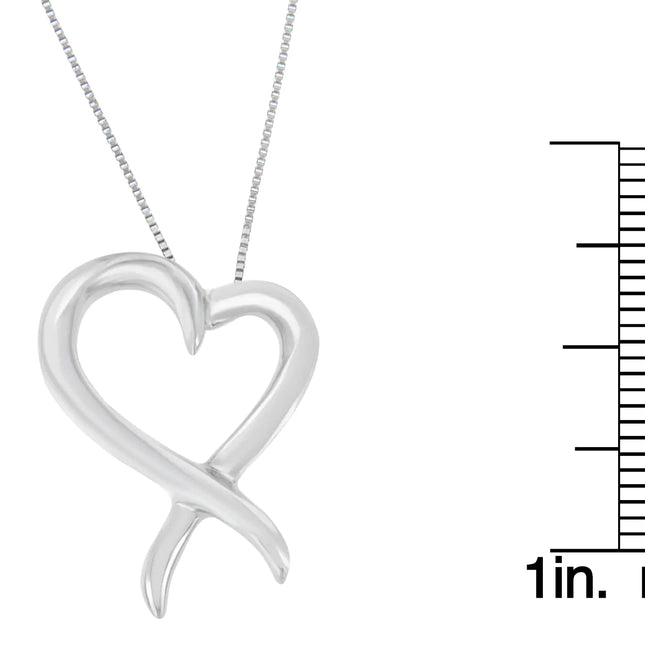 .925 Sterling Silver Open Heart-Shaped Awareness Ribbon Pendant Necklace