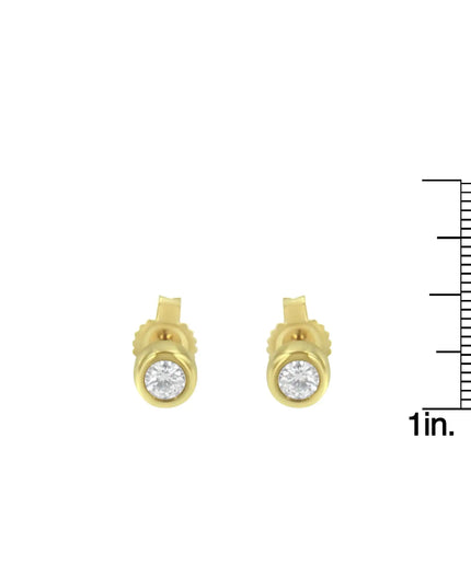 10K Gold 0.15 Cttw Round Brilliant-Cut Near Colorless Diamond Bezel-Set Stud Earrings (H-I Color, I1-I2 Clarity)