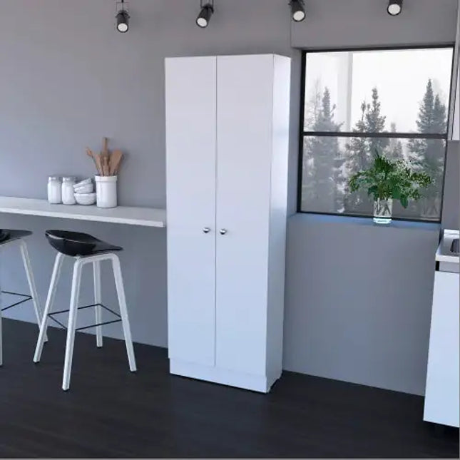 Buxton White Tall Cabinet 2-door Storage
