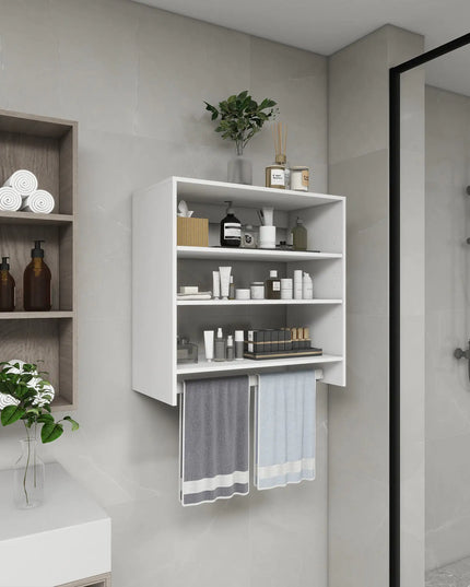 Modern Wall-Mounted Closet Organizer System – 31.49"W × 16.04"D × 31.49"H, Wooden Walk-In Closet Rack with Shelving for Bedroom Storage