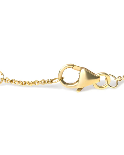 10K Yellow Gold Blue Sapphire and Diamond Accent Evil Eye Station Link Bracelet  (H-I Color, I1-I2 Clarity) - Size 7"