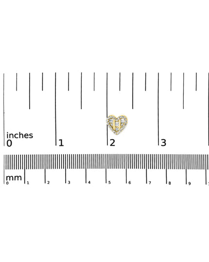 .925 Sterling Silver 1/2 Cttw Round and Baguette Diamond Composite Heart Shaped Stud Earring (I-J Color, SI2-I1 Clarity)