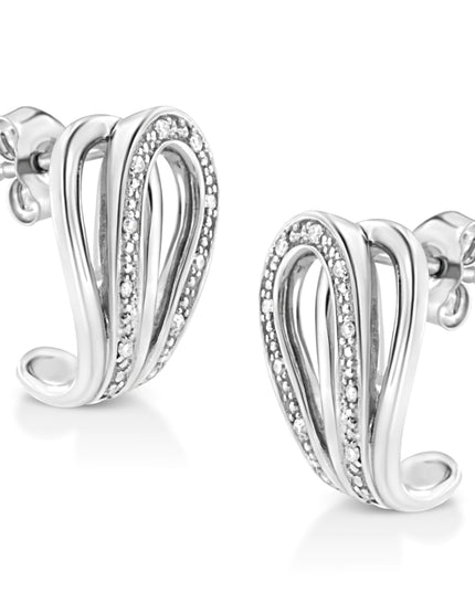 .925 Sterling Silver Pave-Set Diamond Accent Horseshoe Hoop Earring (I-J Color, I1-I2 Clarity)