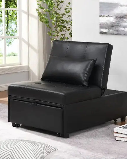 Folding Ottoman Sofa Bed Black