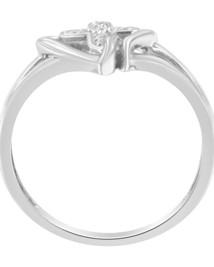 10K White Gold Diamond-Accented Cross & Open Heart Promise Fashion Ring (H-I Color, I1-I2 Clarity)