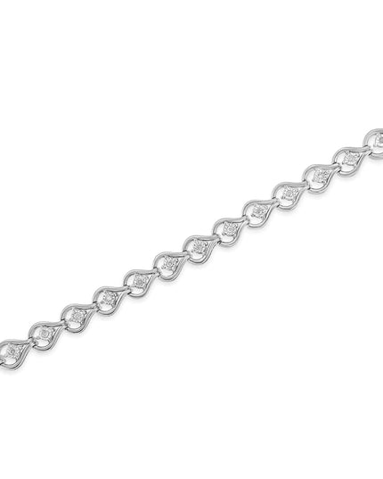 .925 Sterling Silver 1/4 Cttw Diamond Miracle-Set Teardrop Shaped 7” Link Bracelet (I-J Color, I3 Clarity)