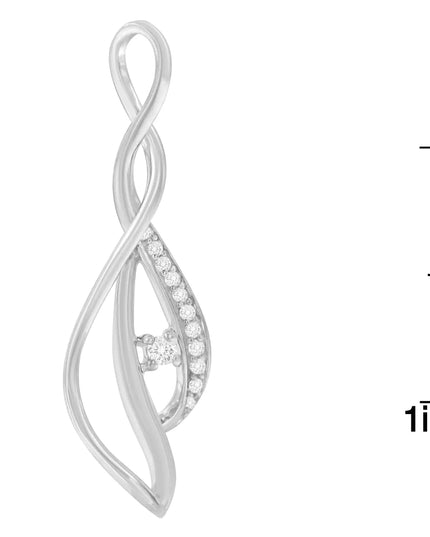 Espira 10K White Gold Round Diamond Accented Open Cascade Twist 18" Pendant Necklace (1/10 Cttw, J-K Color, I1-I2 Clarity)
