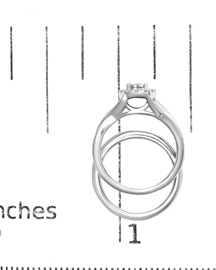 .925 Sterling Silver 1/7 Cttw Diamond Halo Bypass Engagement Ring and Wedding Band Set (I-J Color, I3 Clarity)