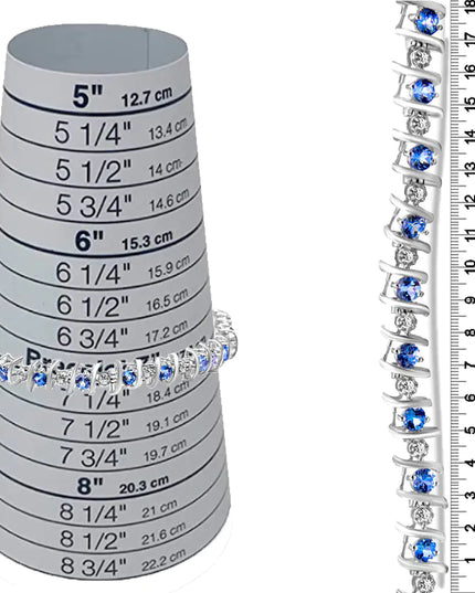 .925 Sterling Silver Lab-Grown Birthstone and 1/6 Cttw Round Diamond Tennis Bracelet (H-I Color, I1-I2 Clarity)