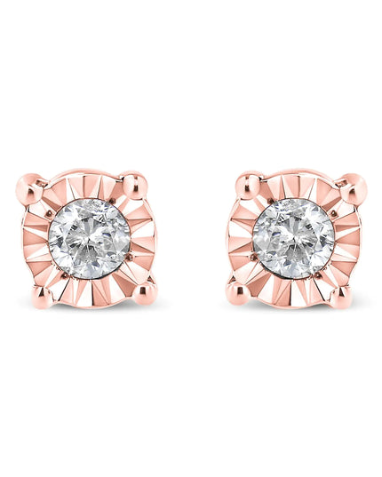 .925 Sterling Silver 1/10 Cttw Round Brilliant-Cut Diamond Miracle-Set Stud Earrings