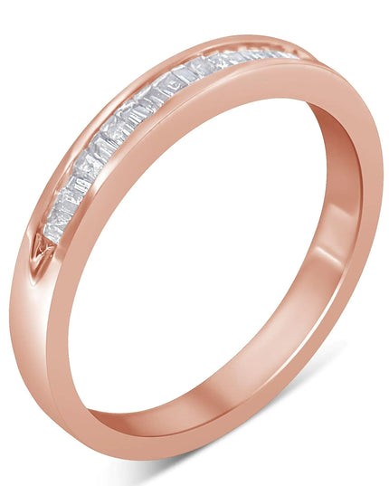 10K Rose Gold over .925 Sterling Silver 1/5 Cttw Diamond Channel-Set Stackable Band Ring (H-I Color, I1-I2 Clarity)
