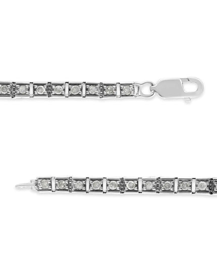 .925 Sterling Silver 1.0 Cttw Diamond Square Hybrid Link 7" Tennis Bracelet (I-J Color, I2-I3 Clarity)