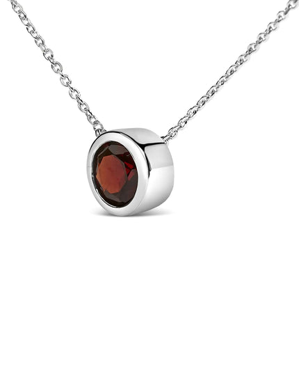.925 Sterling Silver 7MM Bezel Set Created Purple Amethyst Pendant Necklace - 18" Inches