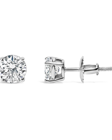 14K Gold 1.0 Carat Round Brilliant Cut Lab Grown Diamond 4-Prong Classic Solitaire Stud Earrings