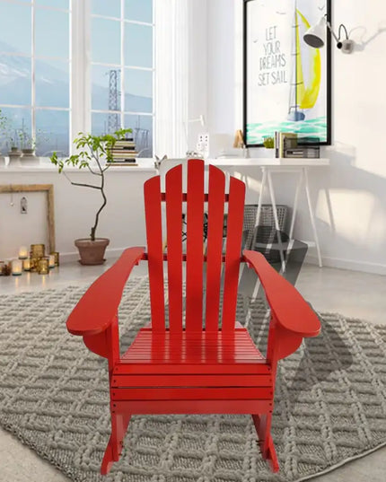 Outdoor Reclining Wooden Rocking Adirondack Chair