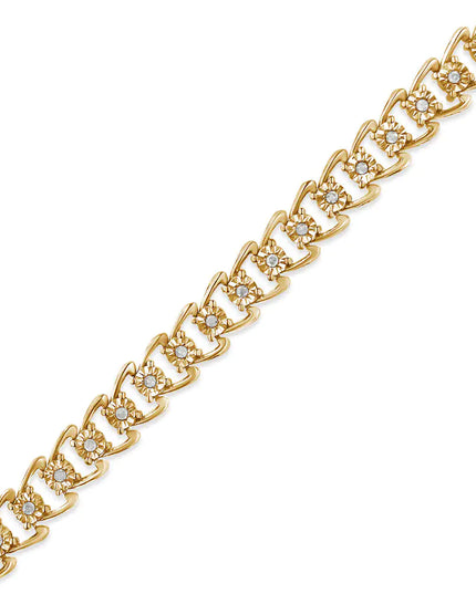 .925 Sterling Silver 1/2 Cttw Diamond Miracle-Set Double Swoosh Wave Style 7" Tennis Bracelet (I-J Color, I3 Clarity)