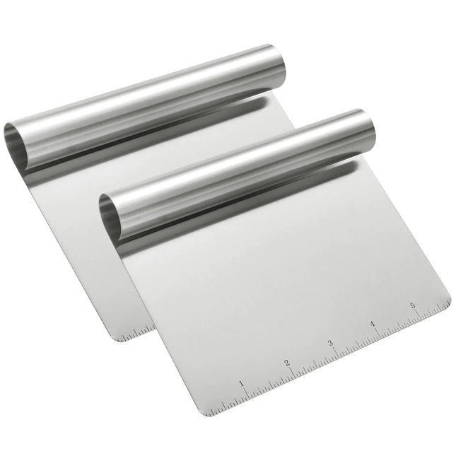 2 Pack Stainless Steel Food Scraper and Chopper Large Griddle Spatula Kitchen Tool GadgetMulti-purpose Kitchen Utensil for Dough Cake Pizza