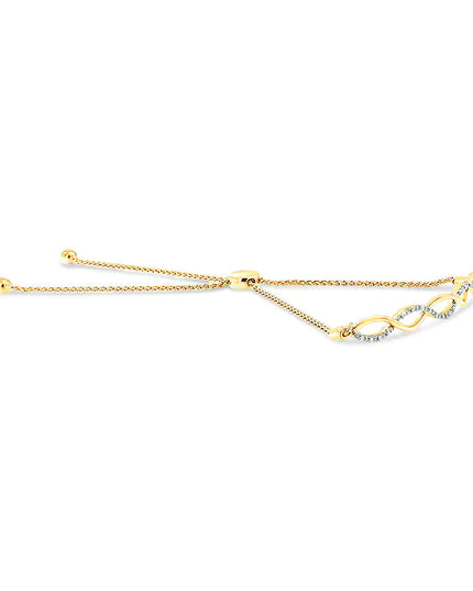 .925 Sterling Silver Diamond Infinity Twist 4”-10” Adjustable Bolo Bracelet (I-J Color, I2-I3 Clarity)