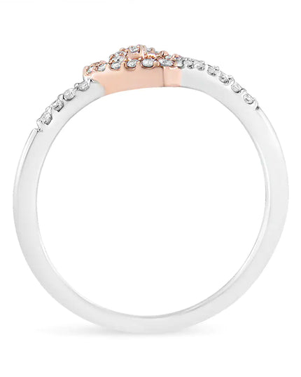 14K Rose Gold Plated and White .925 Sterling Silver 1/5 Cttw Round-Cut Diamond Open Heart Promise Ring (I-J Color, I2-I3 Clarity)