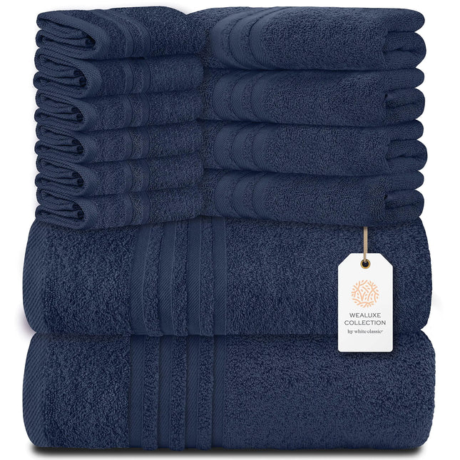 Product Description:  12-Piece Bath Towel Set: Includes everything you need for a complete bathroom refresh.  Premium Quality: Made from 100% soft, absorbent cotton for ultimate comfort and durability.  Luxurious Feel: Gentle on the skin, ideal for everyd