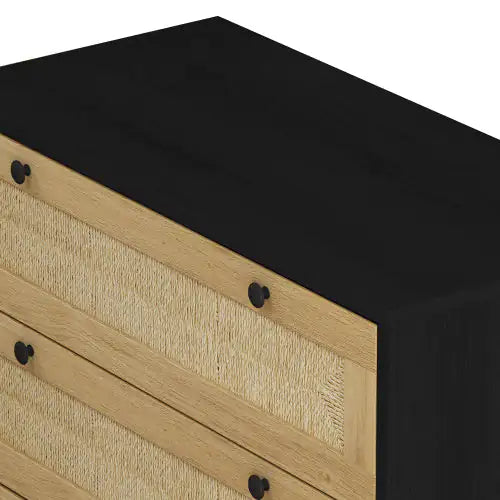 3-Drawer Woven Rope Storage Cabinet – Ideal for Bedroom, Living Room, Dining Room, or Hallway