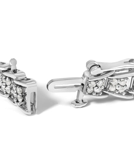 .925 Sterling Silver 2.0 Cttw Diamond Fan-Shaped Fancy Chevron Link Tennis Bracelet (I-J Color, I3 Clarity) - 7"
