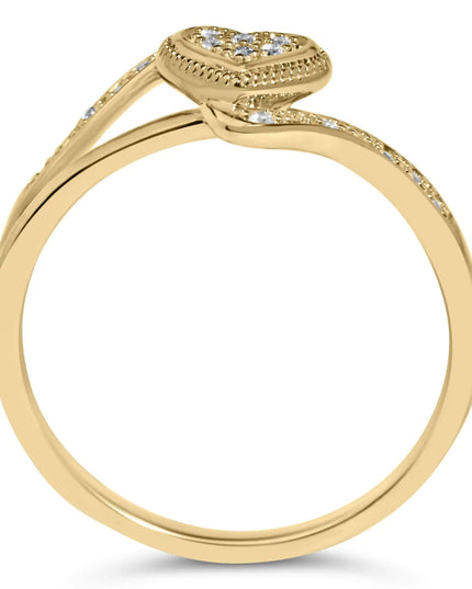14K Yellow Gold Plated .925 Sterling Silver Diamond Accent Filigree Heart Promise Ring (I-J Color, I3 Clarity)
