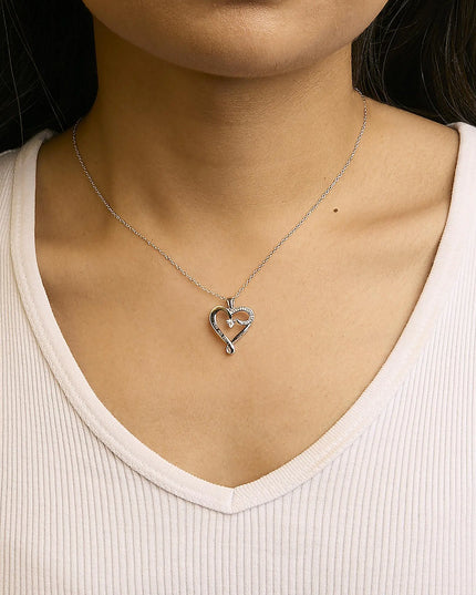 .925 Sterling Silver Diamond Accent "I LOVE YOU MOM" Heart Pendant Necklace (J-K Color, I2-I3 Clarity) - 18" Inches