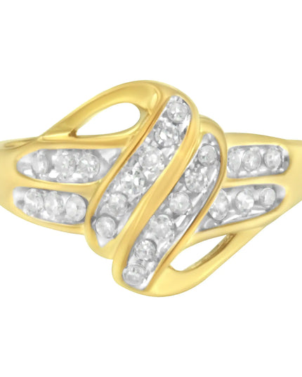 10K Yellow Gold Plated .925 Sterling Silver 1.0 Cttw Diamond Flower Cluster Open Halo Floral Ring (J-K Color, I2-I3 Clarity)