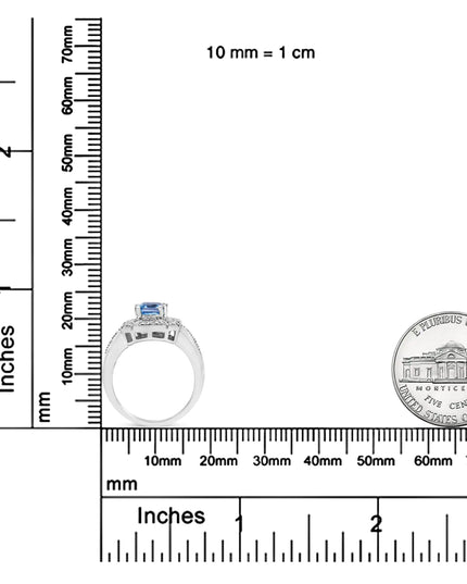 .925 Sterling Silver Diamond Accent and 8X6 mm Emerald-Shape Blue Topaz Ring (I-J Color, I2-I3 Clarity)