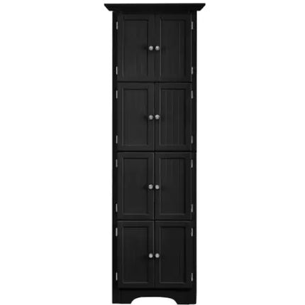 Modern Black High Storage Cabinet, 4 Shelves, Living Room, Kitchen, Office, Bedroom, Bathroom