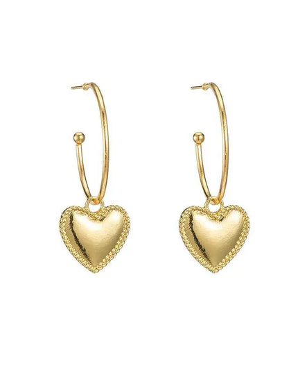 Gold Heart Drop Earrings